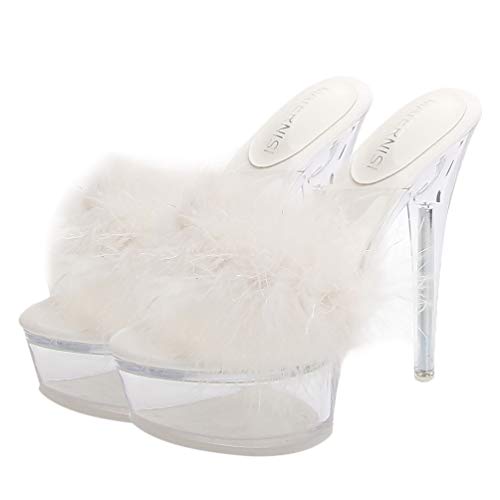 Holibanna High Heels Feder Mit Hohen Absätzen Sandalen Klare Plattform Hausschuhe für Frauen- Größe 37 Cover