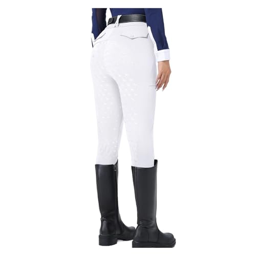 Pantalon équitation femme taille haute contre la fatigue en selle : legging blanc M robuste