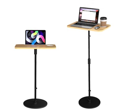 bimiti Stehpult Höhenverstellbarer, 70-135 cm Adjustable Standing Desk mit Kartenschlitze und Becherhalter, 18,7in×11,6in Laptoptisch Höhenverstellbar für Laptop, Projektor Büro Studie Arbeit
