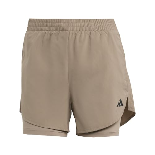 Adidas Damen AEROREADY Made for Training Minimal Two-in-One Shorts, Chalky Brown/Black, M