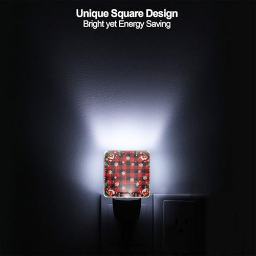 Image of Christmas Snowflakes Buffalo Plaid Farmhouse LED Plug-in Night Lamp 2 Piece Set, Auto Sensor Emergency Nightlights Set of 2 for Bedroom Kitchen Bathroom Toilet