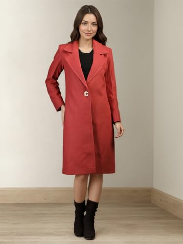 Image of CHKOKKO Women Chic Winter Coat Single Breasted | Knee Length Design with Buttoned Closure and Practical Front Side Pockets for Stylish and Comfortable Wear