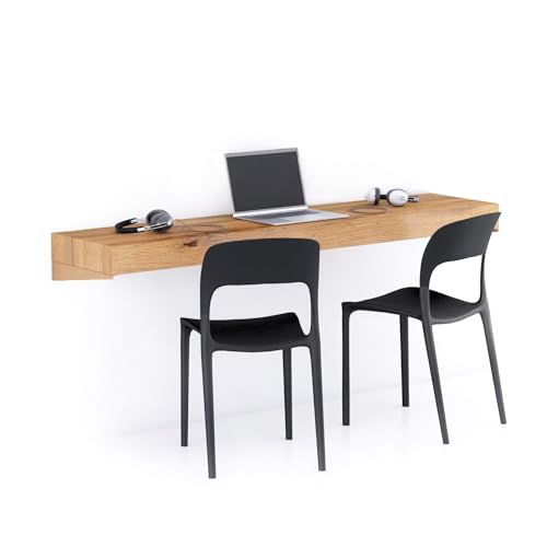 Mobili Fiver, Scrivania sospesa a muro Evolution 180x40, Rovere Rustico,