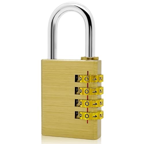 weiclianhp Lucchetto a Combinazione in Ottone con Codice Numerico - Livello Sicurezza 4 per Cantina, Armadietti e Esterno - Antiscasso Impermeabile