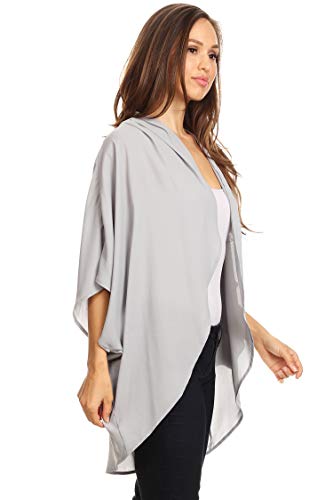 Women's Solid Casual Lightweight 3/4 Sleeve Loose Fit Open Front Cardigan3