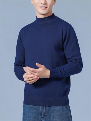 Men Pullover Autumn Winter Half Turtleneck Soft Warm Cashmere Knitted Sweaters3