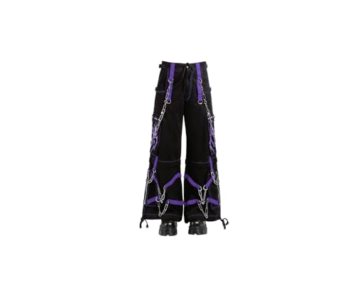 Gothic Black Cargo Pants with Chains Straps Streetwear Punk Wide Leg Pants Gothic Pant2