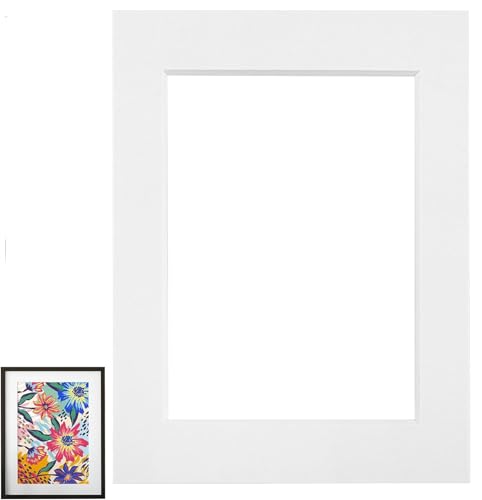 Mshan Paspartú blanco de cartón, 40,5 x 50,5 cm, dimensiones exteriores, 1,5 mm de grosor (dimensiones interiores 30 x 40 cm) para salón, dormitorio, estudio