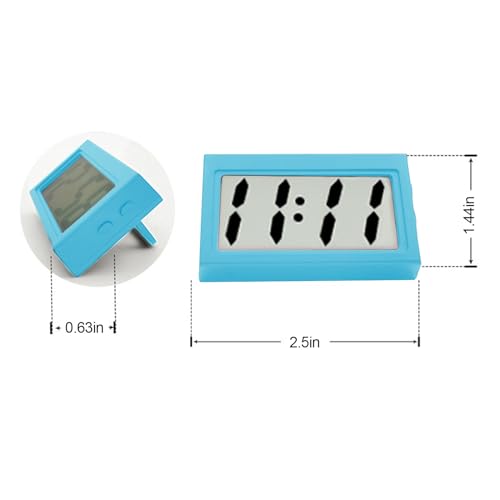 Image of Shudyear Small Digital Clock, with Jumbo LCD Time & Day Display,Mini Automotive Small Digital Clock Battery Operated for Desktop Nightstand Pocket Car Truck Dashboard & Air Vent (1, Blue)