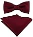 TigerTie - Set Kleinkinder Baby Fliege in bordeaux weinrot einfarbig mit Gummizug 29 bis 40 cm Halsumfang verstellbar + Einstecktuch + Aufbewahrungsbox