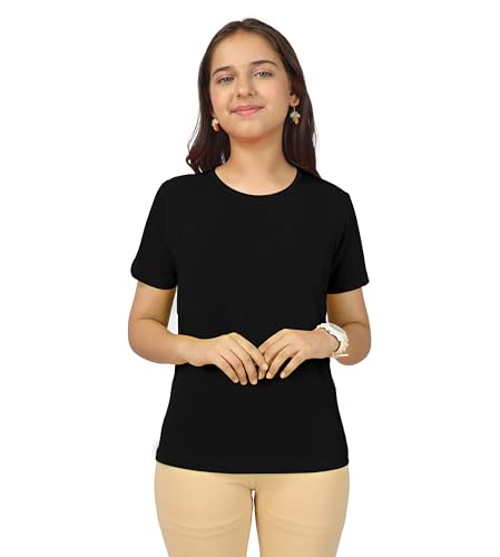 Image of KYDA KIDS Girls White T-Shirt 100% Cotton Antibacterial | Half Sleeve Round Neck | Plain White School Uniform T-Shirt | Soft Breathable Summer Wear Kids