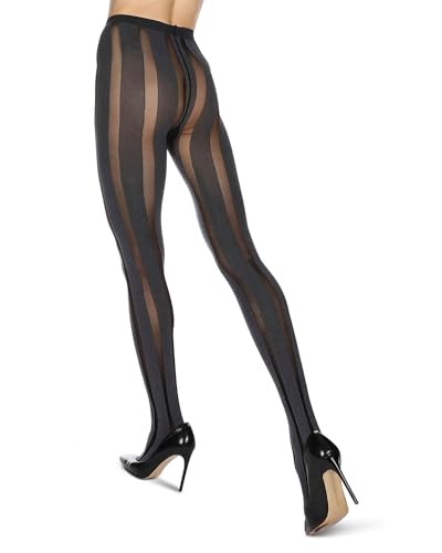 Image of MeMoi Women's Linear Heather Opaque Nylon Tights