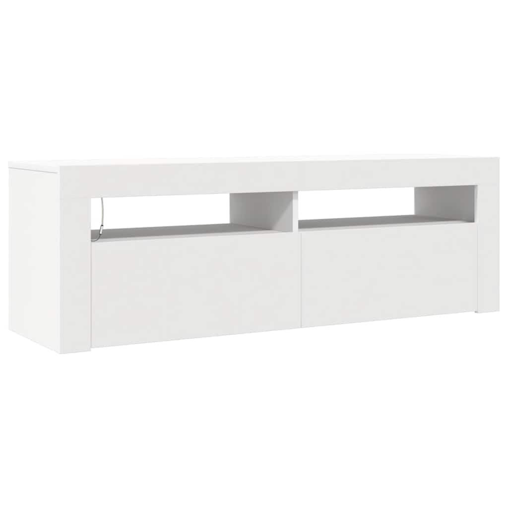 vidaXL Mueble para TV con Luces LED Soporte Mobiliario Aparador Estante Salón Sala de Estar Dormitorio Decoración Blanco 120x35x40 cm