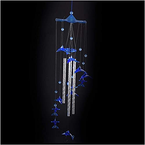 Windspiele for draußen, Vogel, Delphin, Valentinstagsgeschenke, Kunststoff-Windspiel, Glocke, Garten, Wohndekor, Hausgarten-Dekoration, Wind (Größe: BL)(Blue)