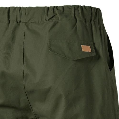 Shorts cargo casual de algodón para hombre con cintura elástica miniatura 7