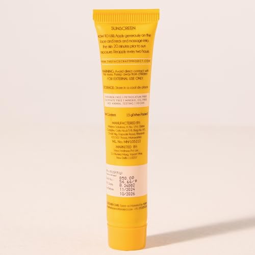 Image of THE FACECRAFT PROJECT Sunscreen SPF 50+ PA+++ Broad Spectrum UVA & UVB Protection, Lightweight Hydrating Cream with Aloe Vera, Non-Sticky, No White Cast, Daily Sun Care for Unisex Adults (15gm)