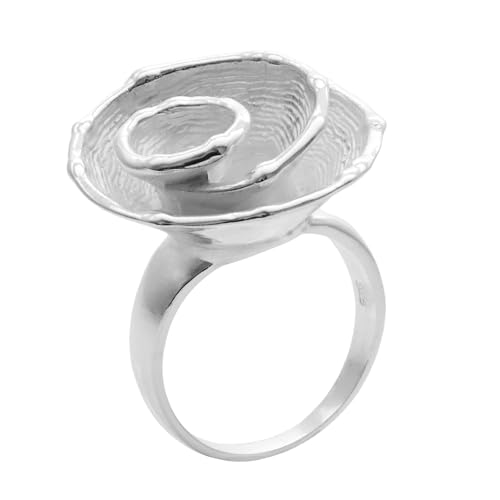 Silverly Anillo Mujeres en Plata de Ley 925 Banda Diseño Floral Flor Rose Espiral Silverly Anillo Mujeres en Plata de Ley 925 Banda Diseño Floral Flor Rose Espiral