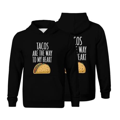Kids Tacos Are The Way To My Heart Boys Girls Lightweight Kangaroo Pocket Fleece Hoodies