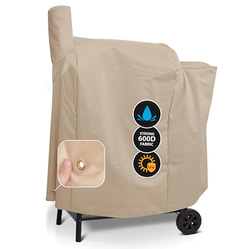 Grillman Grill Cover for Traeger Pro Series 575/22 - Wind and Waterproof Solution-Dyed Fabric - Smooth Sewing Thread with Dark Line Inside - Tan - Traeger Grill Cover