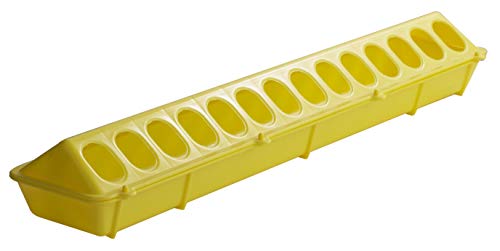 Little Giant Plastic Flip-Top Poultry Feeder (20-inch) Heavy Duty Plastic Feeding Tray with Holes (Yellow) (Item No. 820YELLOW)