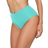 Generisch Bañador para mujer de cintura alta, retro, básico, cobertura completa, bikini tankini traje de baño, verde menta, XL