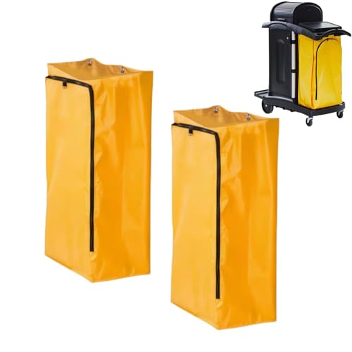 2 Pack Cleaning Cart Bag Zippered Front,Replacement Janitorial Cart Thick