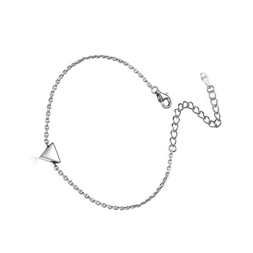 YCYUYK Pulsera triangular geométrica de plata para mujer, pulsera de plata de ley 925, 16 cm, Níquel