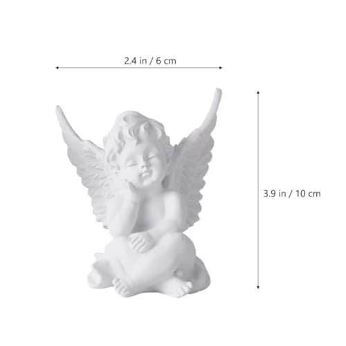 Image of Saugat Traders Twin Angel with Wings Statue for Home Decor, Living Room - Pack of 2 White Polyresin Figurine Decorative Sculpture Showpiece Gifting