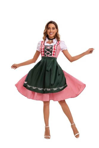 thematys Dirndl Midi con Delantal para Señoras - Blusa Tradicional Incluida | Perfecto para Oktoberfest y Fiestas Temáticas | Vestido de Traje Típico (FR/ES, Letras, M, Regular, Regular, Estilo001)