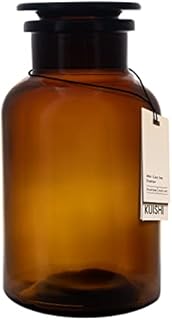 Kuishi 500ml Amber Glass Storage Jar, With Lid, Apothecary Jar, Reusable- Eco Friendly- Modern Home Décor- Powder Jar - 45% Recycled Glass