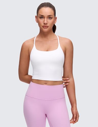 Image of CRZ YOGA Butterluxe Twist Back Crop Tank Tops | Light Support, Removable Pads, Yoga, Extremely Soft, Cut-Out Crossback, Adjustable Straps, Longline Sports Bras for Women