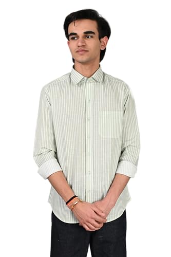 Image of Men Regular Fit Shirt Colour Light Stripes Cotton Shirts for Men