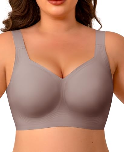 Ganado Sujetadores sin Aros Mujer Sujetador con Tirantes Anchos Push up con Relleno Básicos Reductors Bralette sin Costuras (Gris,XXL)