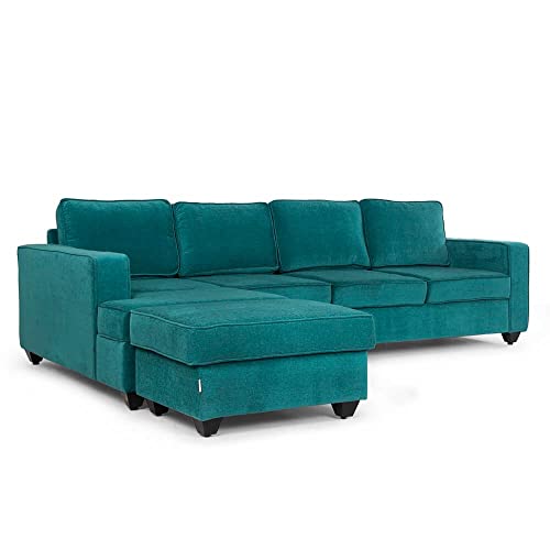Image of Wakefit Sofa Set | 3 Year Warranty | Sofa 3 Seater, 3 Seater Sofa for Living Room, Wooden Sofa Set, 3 Seater + Left Aligned, Sofa for Living Room - Napper(Malphino : Malibu Green)