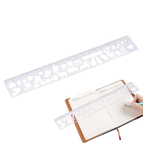 Plantillas para Journaling,Regla de Acero Inoxidable para Dibujo Técnico - Regla para Dibujar con Plantillas de Diario de Gato - Para Niños Y Adultos, Dibujo, Scrapbooking, Escritura, Lettering, Cuade