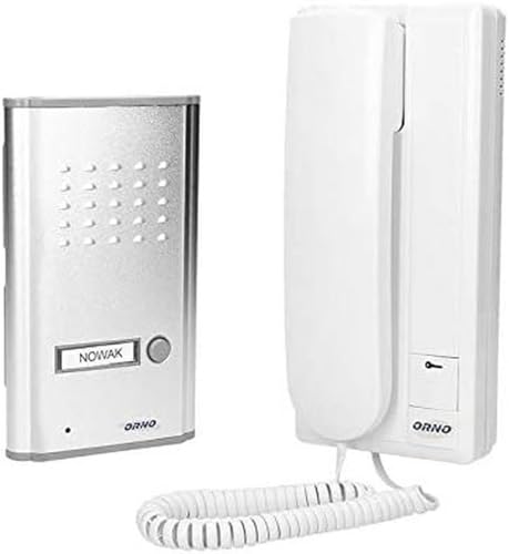 ORNO Fossa Intercomunicador Unifamiliar 4 Hilos - Interfonos para Casa - Telefonillo con Cable con Enchufe - El -Panel Externo está Empotrado
