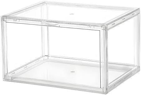 SPACECRAFTERS Shoe Boxes Clear Plastic Stackable with Magnetic Door, Foldable Shoe Organizer, Shoe Storage Organizer with Lid, Clear Shoe Storage Boxes Stackable, Sneaker Storage, Shoe Boxes, 1 Pack image 2