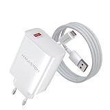 H'MASTON Carregador USB-A Turbo 55W Rápido com Cabo Tipo-C Original 6A Compatível Com Celular iPhone Samsung