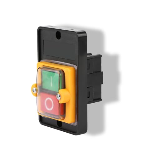 Joyzan Machine Push Button Switch, Cutting Machine Bench Drill Switches AC220V 380V 10A Safety Waterproof Buttons Switch ON Off with Dustproof Box Industrial Equipment Textile Machines Fit for KAO-5