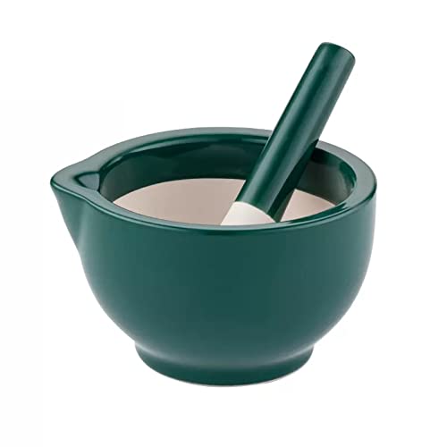 amoladora Juego de mortero y maja de porcelana, mortero y maja de especias de color verde oscuro, molinillo de hierbas, trituradora de píldoras, tazón de mezcla de cocina for condimentos cocina de esp