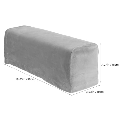 Fundas de reposabrazos para sofa en terciopelo gris elasticas de alta densidad 3