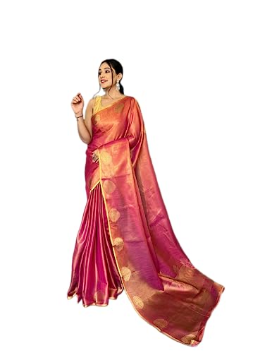 Image of Panzora Women's Tissue Silk Jacquard Weaving Saree With Unstitched Blouse Piece