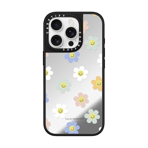 CASETiFY �~���[ MagSafe�Ή� iPhone 16 Pro�P�[�X [���ː� / 1.5m����̗����������N���A (MIL�K�i1�{����) / ���C�����X�[�d�����Magsafe�Ή�] - Happy Daisies - �N���A �u���b�N