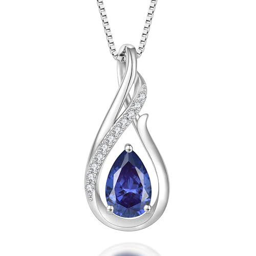 Infinity Necklace for Women 925 Sterling Silver Teardrop Pendant Necklace Birthstone Jewelry Gift