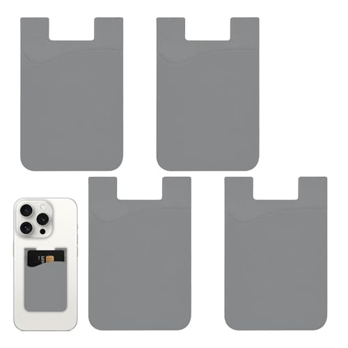 Tarjetero adhesivo para teléfono, 4 fundas adhesivas en la parte trasera para tarjetas, accesorios para teléfono celular, bolsillo adhesivo, agarre de funda para smartphone para mujeres y hombres