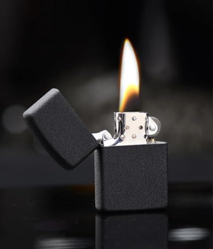Image of This refillable Pocket Lighter is Crafted with a Durable Metal Body and Designed for Reliable Ignition Even in Windy Conditions. Operating on Oil Fuel (Matte Black)
