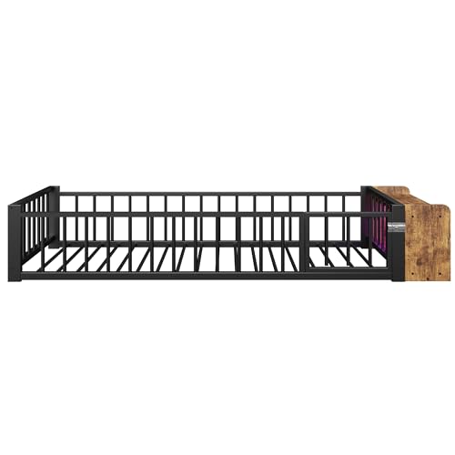 Estructura de cama metálica 90x200 con barandilla protectora y base de hierro reforzada negra 5