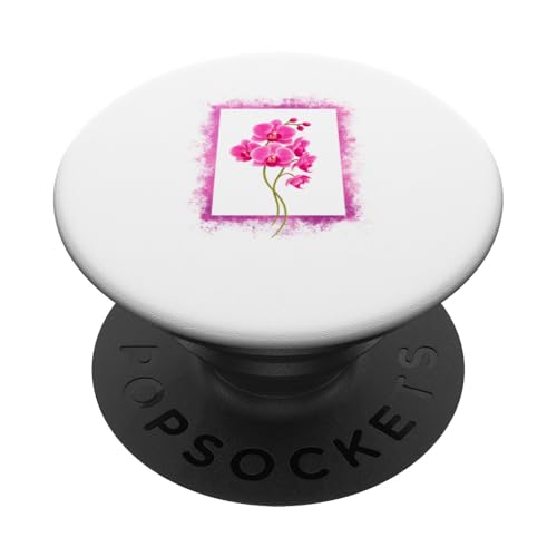 Flor de orquídea Rosa Moderna botánica Floral Blanca PopSockets PopGrip Adhesivo