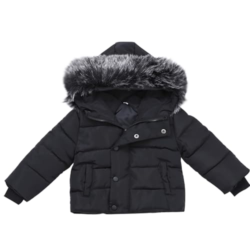 Toddler Boys Zip up down Outwear Thick Warm Fuzzy Hooded Puffer Jackets Coats with Pockets Kids Padded Soft Jackets