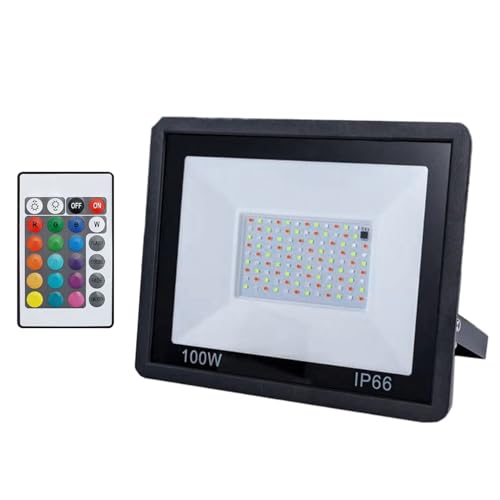 Focos Inundación, Focos Luminosos Brillantes Para Exteriores, Iluminación RGB Impermeable con Mando a Distancia para Jardín Patio Trasero y Entrada